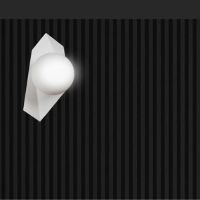 Applique Moderna 1 Luce Parvati In Acciaio Bianco E Sfera Vetro Opalino