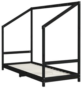 Giroletto per bambini nero 2x(80x200) cm legno massello di pino