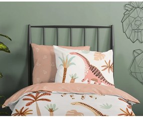 Set copripiumino e federa da bambini marrone/beige in cotone per culla 100x135 cm Dino – Good Morning