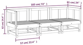 Set Salotto da Giardino 3 pz in Legno Impregnato di Pino