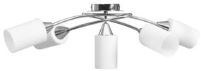 Lampadario Paralumi in Ceramica 5 Lampadine E14 Bianco a Cono