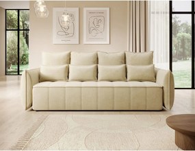 Divano beige allungabile/con contenitore e rivestimento in velluto 242 cm Weltton – ELTAP