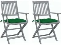 Sedie da Giardino Pieghevoli 2pz con Cuscini in Massello Acacia cod mxl 45457