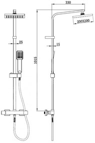 New Line Colonna Doccia Con Miscelatore Soffione Quadro 20x20 E Doccetta Con Flessibile 150 Cm Cromo