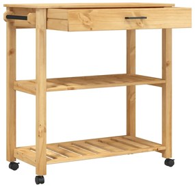 Carrello da cucina monza 84x40x90 cm in legno massello di pino