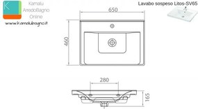 Mobile bagno sospeso da 65cm con lavabo incasso SV-65A - KAMALU