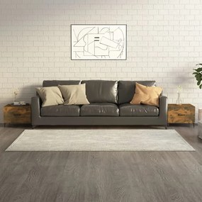 Tavolini da salotto gambe in metallo 2pz rovere fumo 50x50x40cm