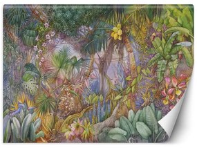 Carta Da Parati, Lusso colorato giungla animali tropicali