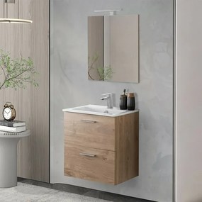 Mobile bagno sospeso 60 rovere africa con lavabo e specchio Miami
