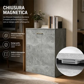 Mobile con Tavolo a Scomparsa Richiudibile Salvaspazio Scrivania con Libreria Grigio...