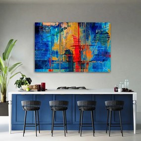 Quadro su tela 3  pannelli, Mano di astrazione blu pinto  Dimensioni Tappeti 120x80