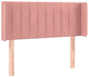 Testiera ad orecchio rosa 103x16x78/88 cm in velluto