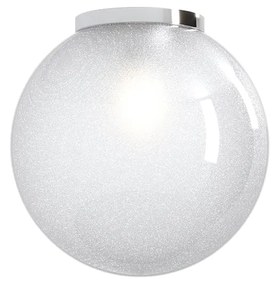 Plafoniera Contemp Glitter Metallo Cromo Vetro Soffiato Trasp 1 Luce E27 30Cm