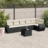 Set Divani da Giardino con Cuscini 7pz Nero Polyrattan 3221395