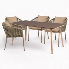 Set tavolo rettangolare (160x90 cm) e 4 sedie da pranzo Arhiza - Sklum