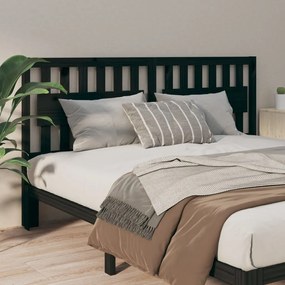 Testiera Per Letto Nera 145,5x4x100cm İn Legno Massello Di Pino /