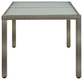 Tavolo giardino 150x90x75cm vetro temperato e polyrattan grigio