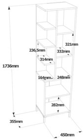 Colonna Bagno Multiuso Armadietto 45x36x174H Rovere E Bianco Vitale