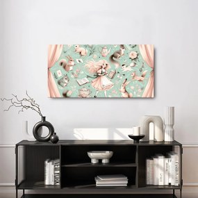 Quadro su tela – Ragazza nel regno degli animali