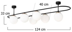 Opviq Plafoniera Abaküs 4911, nero, vetro opalino, 6 luci