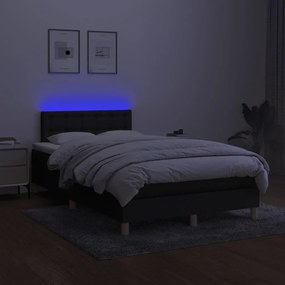 Letto a molle con materasso e led nero 120x190 cm in tessuto