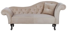 Chaise longue per lato destro in velluto beige LATTES Beliani