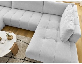 Divano angolare grigio chiaro allungabile e con contenitore (penisola a destra/a U) Fuji – Bobochic Paris