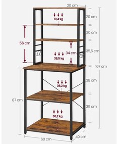 Scaffale a ripiani MARGE marrone/nero