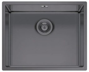 Lavello integrato 1 vasca in inox grigio PYRAMIS Astris L 40 x L 50 cm