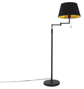 Lampada da terra nera con paralume nero e braccio regolabile - Ladas Deluxe