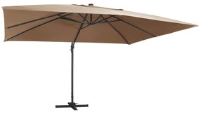 Ombrellone A Sbalzo Con Led Palo İn Alluminio 400x300cm Tortora /