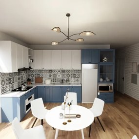 Lampadario a sospensione con supporto rigido LOTUS 4xE14/10W/230V nero/beige