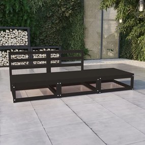 Set divani da giardino 3 pz nero in legno massello di pino