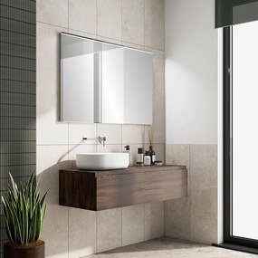 Mobile da bagno sospeso Step con top L 120.3 x H 30 x P 46 cm noce walnut liscio, 1 cassetto