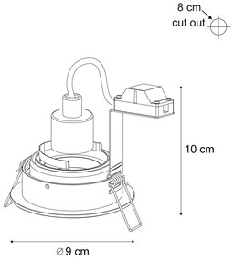 Set di 6 faretti da incasso moderni beige GU10 50mm orientabili e inclinabili - Chuck