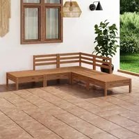 Set Divani da Giardino 5 pz in Legno Massello di Pino Miele cod mxl 41604