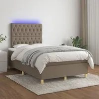 Letto a Molle con Materasso e LED Tortora 120x200cm in Tessutocod mxl 75051