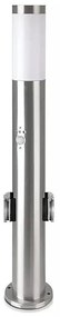 Lampada da esterno con sensore + 2 prese 1xE27/60W/230V IP44 60cm cromo opaco