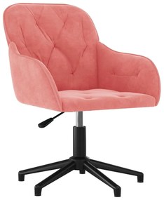 Sedia girevole da ufficio rosa in velluto