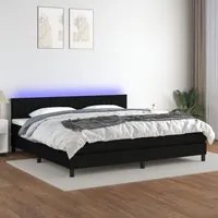 Letto a Molle Materasso e LED Nero 200x200cm in Tessuto cod mxl 59508