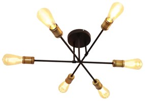 Lampadario a plafone CAMBRIDGE 6xE27/20W/230V nero/oro