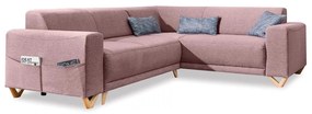 Divano angolare rosa allungabile e con contenitore (con penisola a destra/a L) Classy Sophie – Miuform