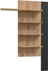 Mensola Verticale 4 Ripiani 132x22x190 Cm Lehman Rovere E Nero