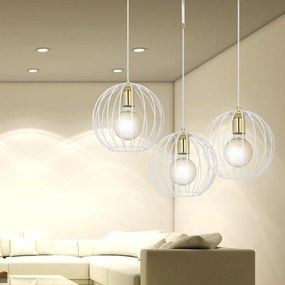 Lampadario Contemporaneo Omoikane Acciaio Bianco 3 Luci E27 Ip20