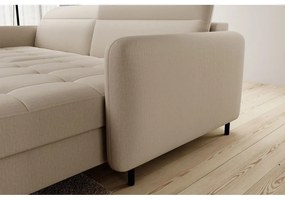 Divano angolare beige allungabile/con contenitore (con penisola a destra/con chaise lounge) e rivestimento in velluto Gomsi – ELTAP