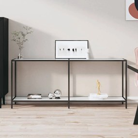 Tavolo Consolle Bianco 180x35x75,5 Cm İn Vetro Temperato /