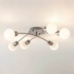 Lindby plafoniera Agmar, color nichel, vetro, a 6 luci, E14
