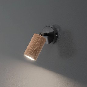 Luminex Applique Nise, a 1 luce, acciaio nero, legno