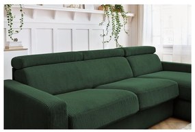 Divano angolare in verde scuro allungabile (con composizione variabile) con rivestimento in velluto a coste Monaco – Bobochic Paris