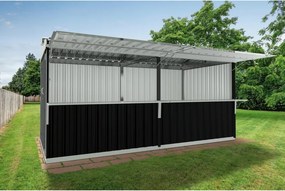 Chiosco in acciaio grigio 2.7 x 5.2 m, superficie esterna 14.41 m² e spessore parete 60 mm, senza pavimento porta a due ante, SAPIL Cuba+